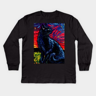 Black Cat Night 2 VERSION 2 Kids Long Sleeve T-Shirt